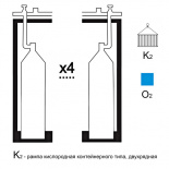 Газовая рампа кислородная РКР-  4к2 (4 бал.,двухряд.,редук.БКО 50-4) контейнерн.