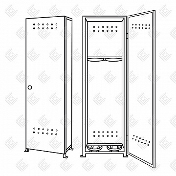 Шкаф для газовых баллонов ШГМ-01-04 (2 шт по 40л/50л выс.давления, л/с 1,0 мм)