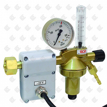 Регулятор DIN FLOW ARG 24V - Аргон/CO2, 0783054 GCE (200/- бар, вх. G3/4"; вых. G1/4"; 0-32 л/мин, с под. 24V)