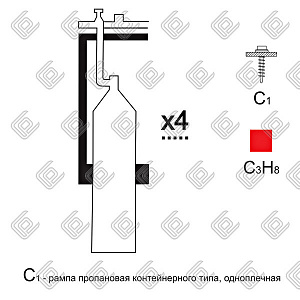 Газовая рампа пропановая РПР- 6с1 (6 бал.,одноплеч.,редук.РПО 25-1) стационарн.