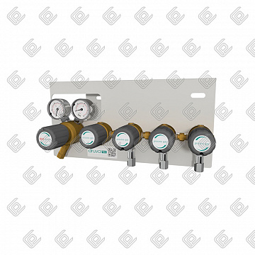 Газовая рампа кислородная разрядная GCE MTLT (DRUVA, 3 бал., одноплеч., ручн., редук., 300/20 бар) стационарн.
