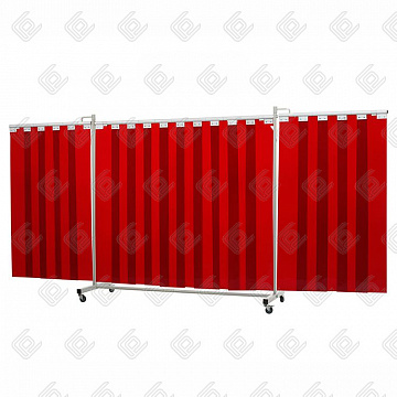 Защитный сварочный экран Robusto Triptych XL "ORANGE-CE" 435х210см с красной полосой 300x2мм